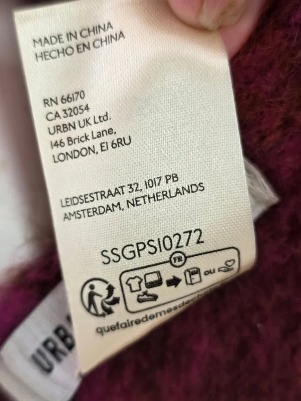 Urban Outfitters Plaid Blanket Scarf Wrap Pink Burgundy Brown Fringe Oversized